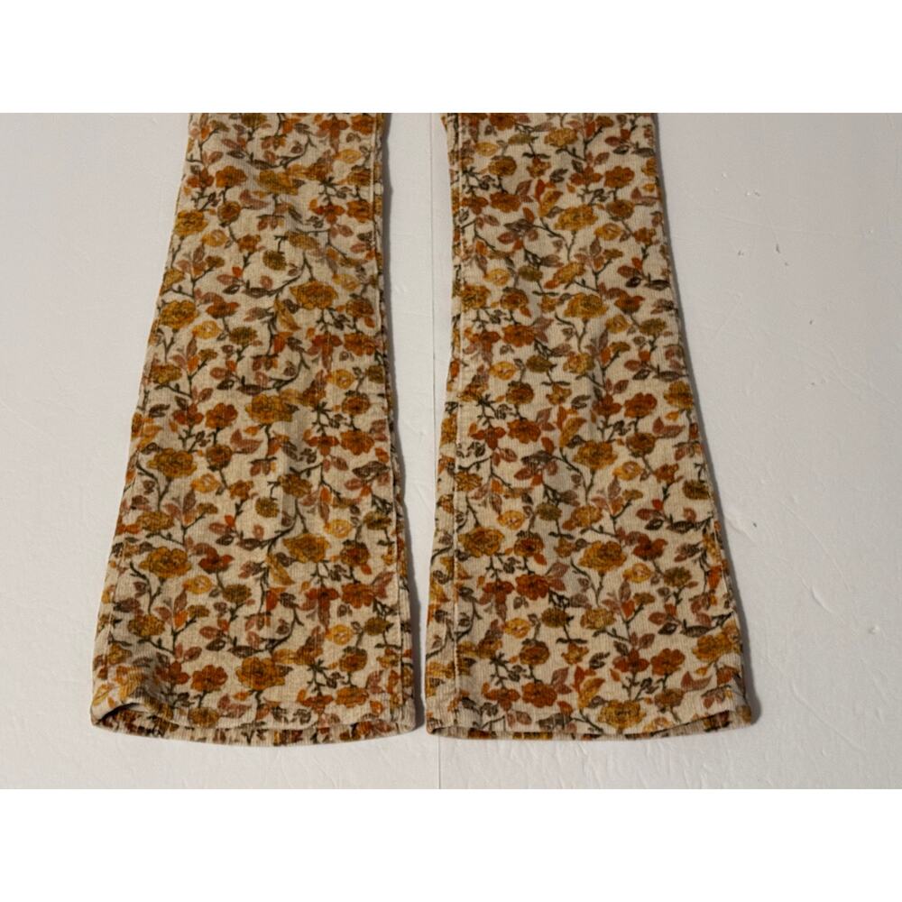Pilcro The Icon Floral Print Corduroy Flare Jeans, Beige & Gold, Size 28 - Picture 5 of 9